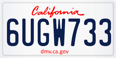 CA license plate 6UGW733
