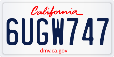 CA license plate 6UGW747