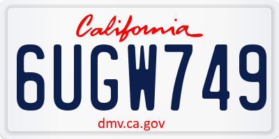 CA license plate 6UGW749