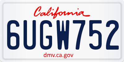 CA license plate 6UGW752