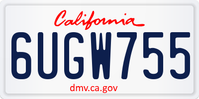 CA license plate 6UGW755