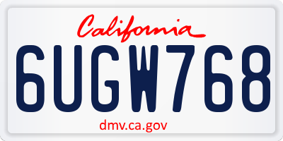 CA license plate 6UGW768