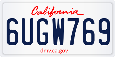 CA license plate 6UGW769