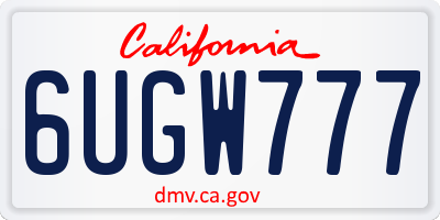 CA license plate 6UGW777