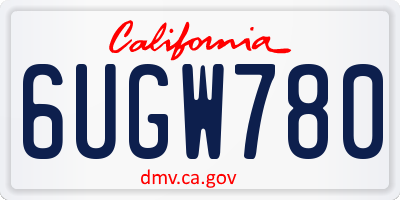 CA license plate 6UGW780