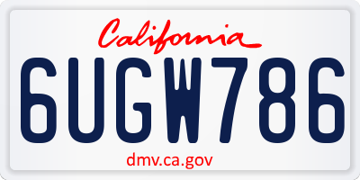 CA license plate 6UGW786
