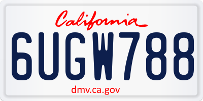 CA license plate 6UGW788