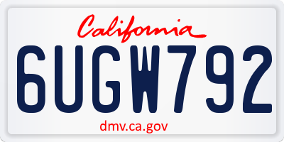 CA license plate 6UGW792