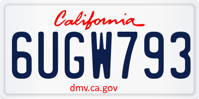 CA license plate 6UGW793