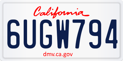 CA license plate 6UGW794