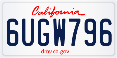 CA license plate 6UGW796