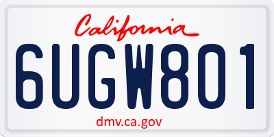 CA license plate 6UGW801
