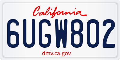 CA license plate 6UGW802