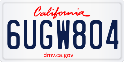 CA license plate 6UGW804