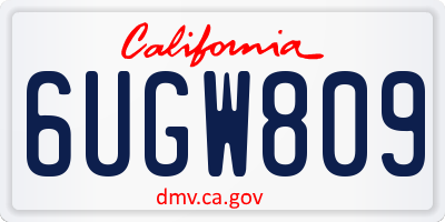 CA license plate 6UGW809