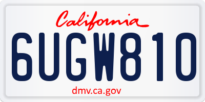 CA license plate 6UGW810