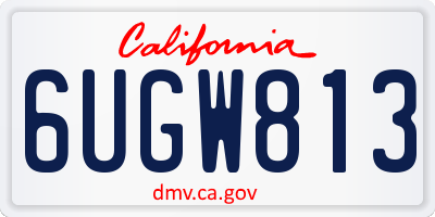 CA license plate 6UGW813