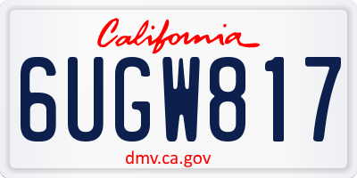 CA license plate 6UGW817