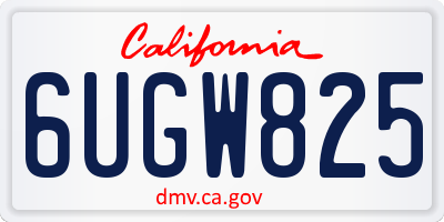 CA license plate 6UGW825