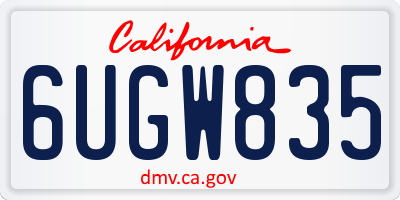 CA license plate 6UGW835