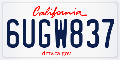 CA license plate 6UGW837