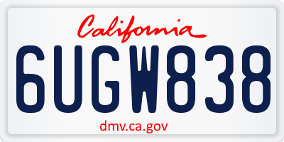 CA license plate 6UGW838