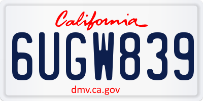 CA license plate 6UGW839