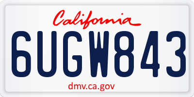 CA license plate 6UGW843