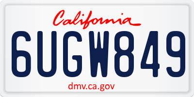 CA license plate 6UGW849