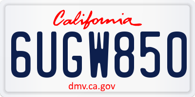 CA license plate 6UGW850