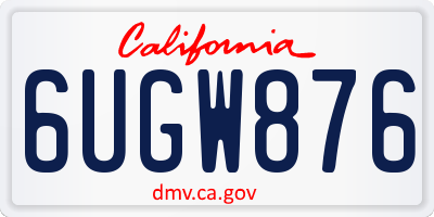 CA license plate 6UGW876