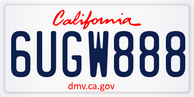 CA license plate 6UGW888