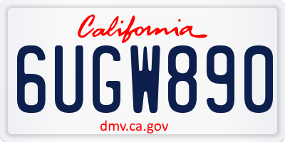 CA license plate 6UGW890