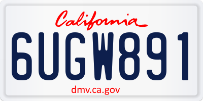 CA license plate 6UGW891