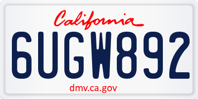 CA license plate 6UGW892