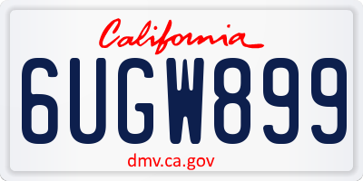 CA license plate 6UGW899