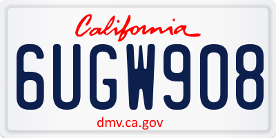 CA license plate 6UGW908