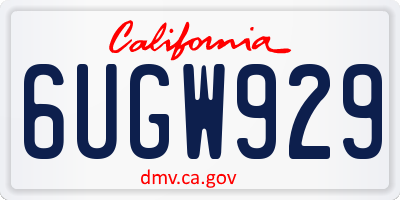 CA license plate 6UGW929