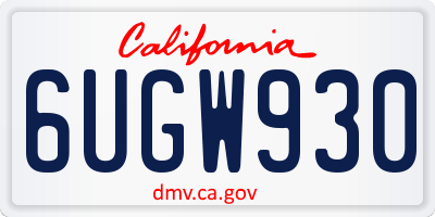 CA license plate 6UGW930