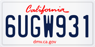 CA license plate 6UGW931