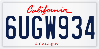 CA license plate 6UGW934