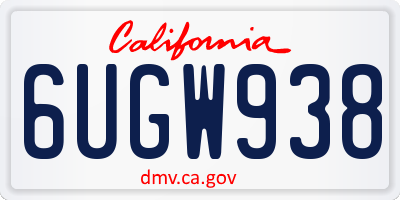CA license plate 6UGW938