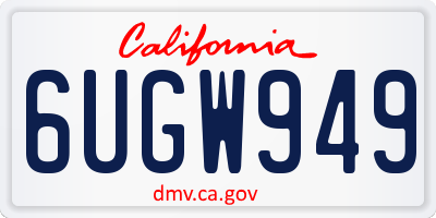 CA license plate 6UGW949