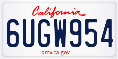 CA license plate 6UGW954