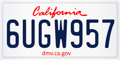 CA license plate 6UGW957