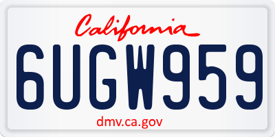 CA license plate 6UGW959