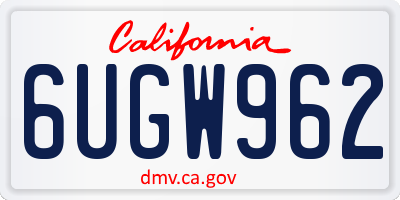 CA license plate 6UGW962