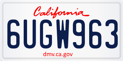 CA license plate 6UGW963