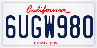 CA license plate 6UGW980