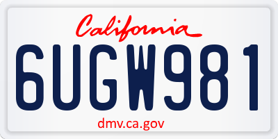 CA license plate 6UGW981